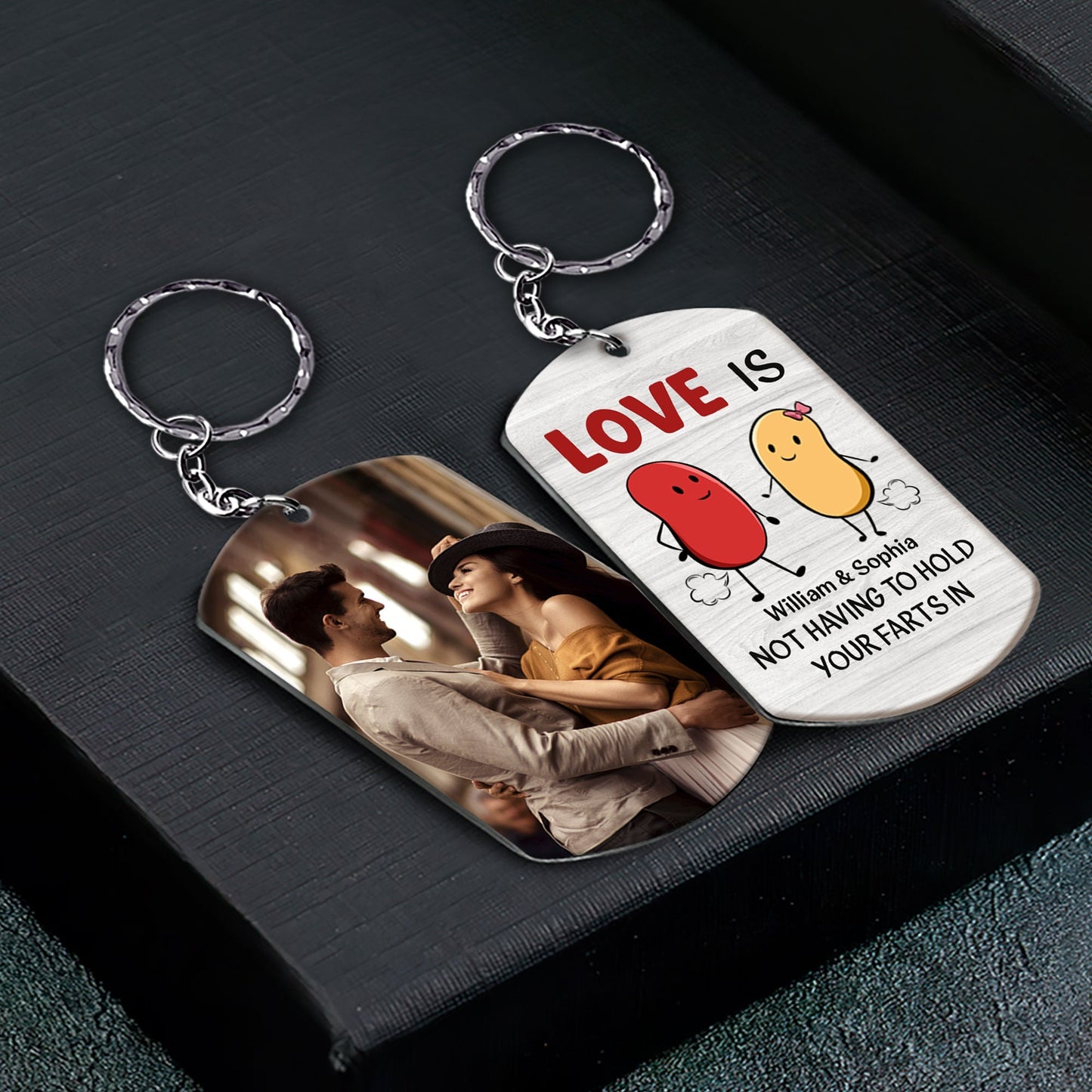 (Photo Inserted) Love Is Not Having To Hold Your Farts In - Personalized Keychain